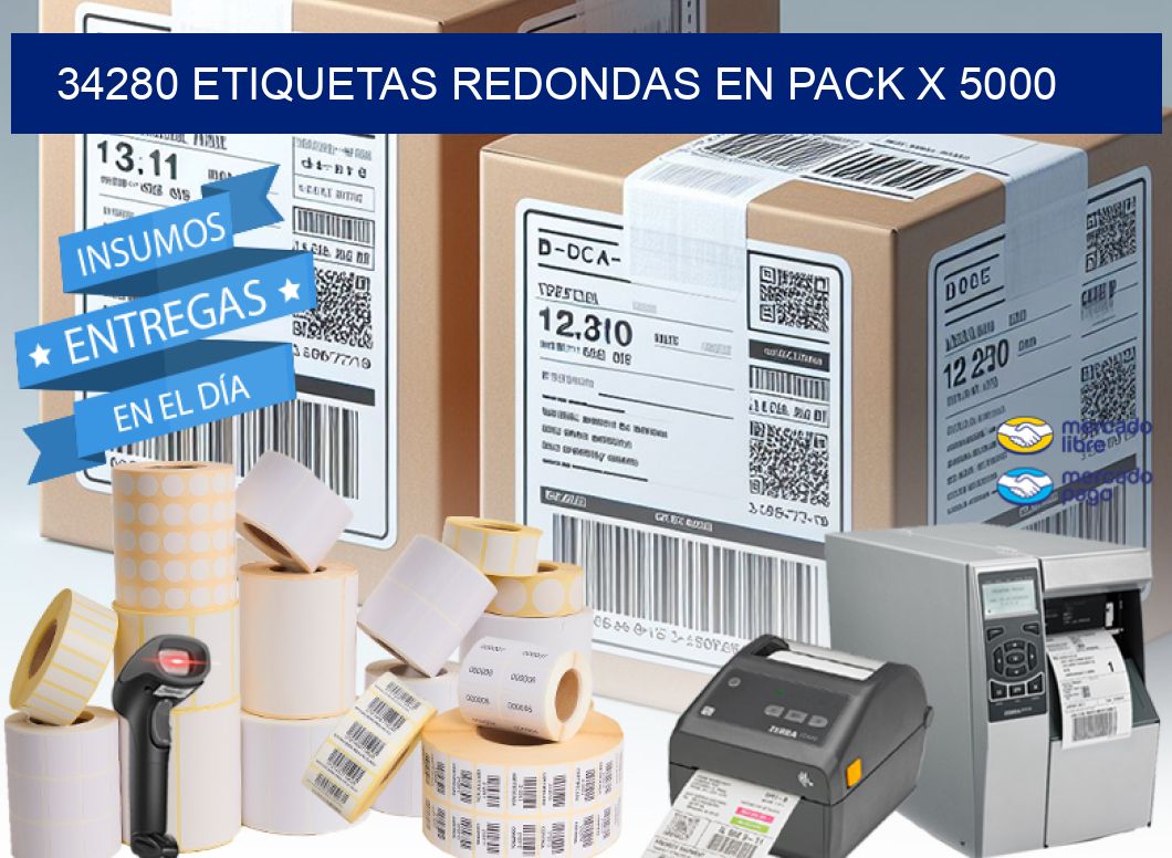 34280 ETIQUETAS REDONDAS EN PACK X 5000