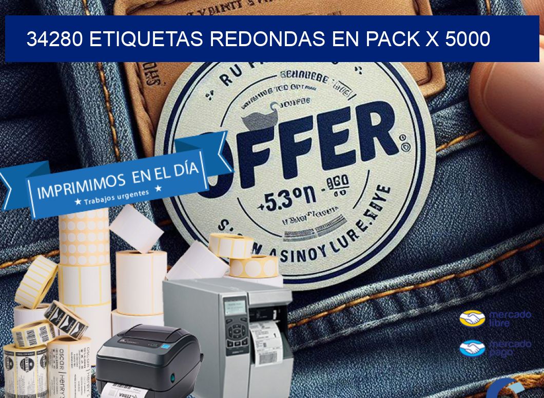 34280 ETIQUETAS REDONDAS EN PACK X 5000