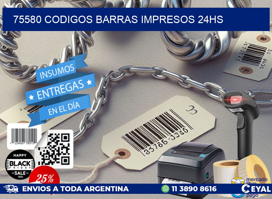 75580 codigos barras impresos 24hs