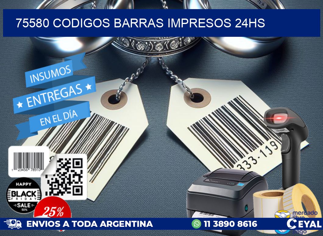 75580 codigos barras impresos 24hs