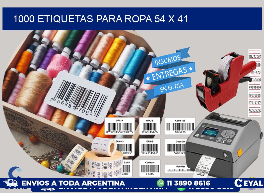 1000 ETIQUETAS PARA ROPA 54 x 41