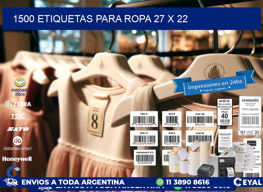 1500 ETIQUETAS PARA ROPA 27 x 22