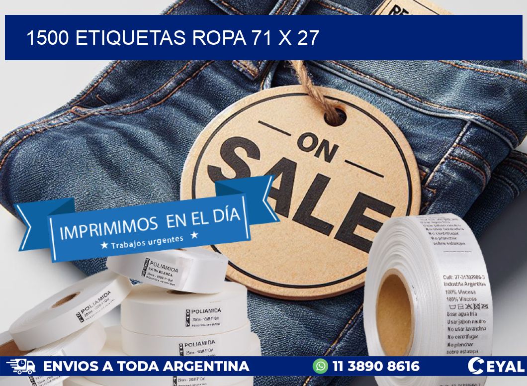 1500 ETIQUETAS ROPA 71 x 27