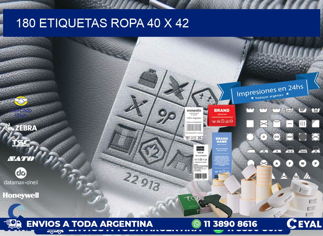 180 ETIQUETAS ROPA 40 x 42