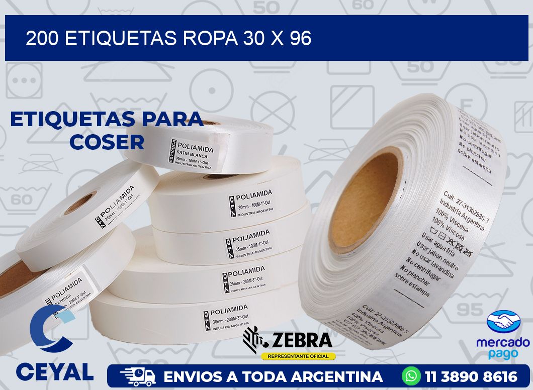 200 ETIQUETAS ROPA 30 x 96