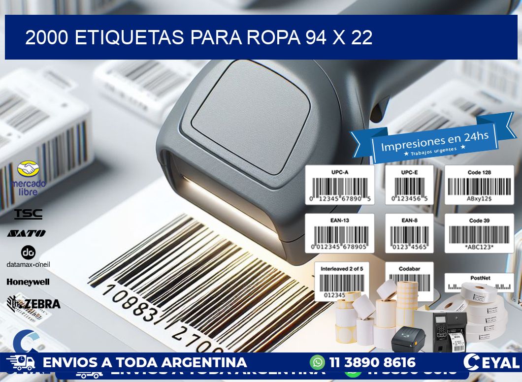 2000 ETIQUETAS PARA ROPA 94 x 22