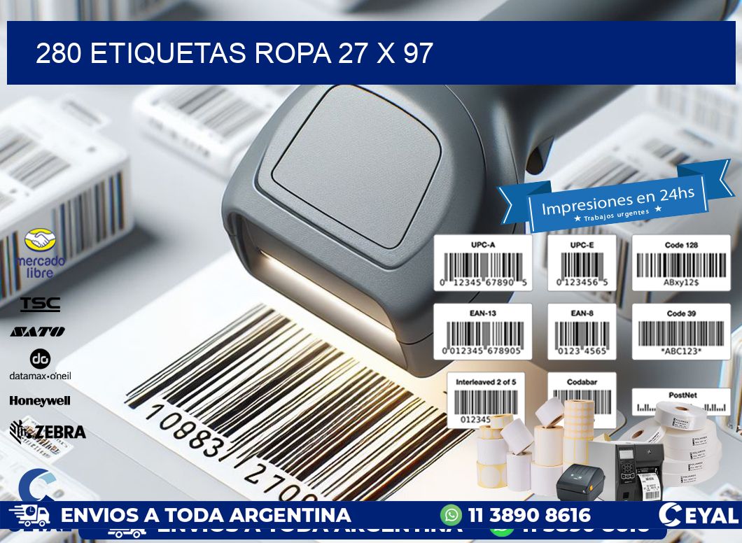 280 ETIQUETAS ROPA 27 x 97