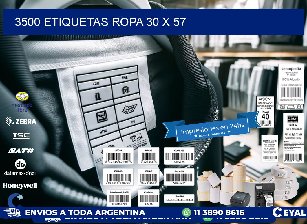 3500 ETIQUETAS ROPA 30 x 57