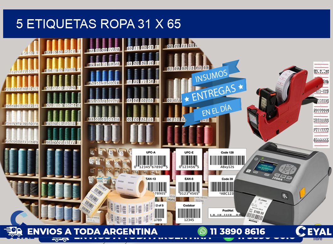 5 ETIQUETAS ROPA 31 x 65