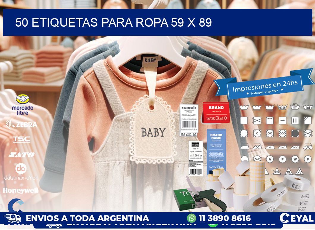 50 ETIQUETAS PARA ROPA 59 x 89