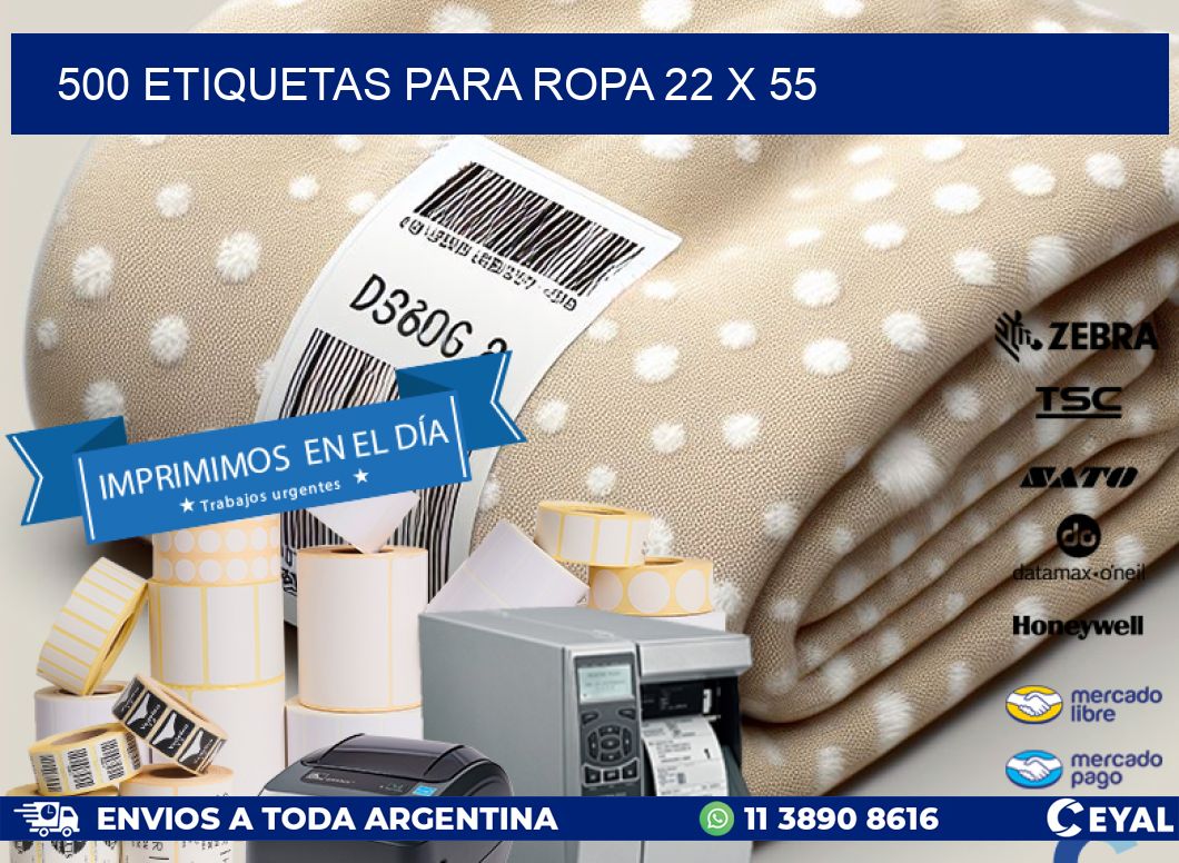 500 ETIQUETAS PARA ROPA 22 x 55