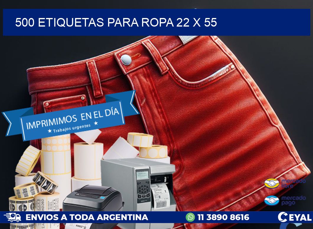 500 ETIQUETAS PARA ROPA 22 x 55