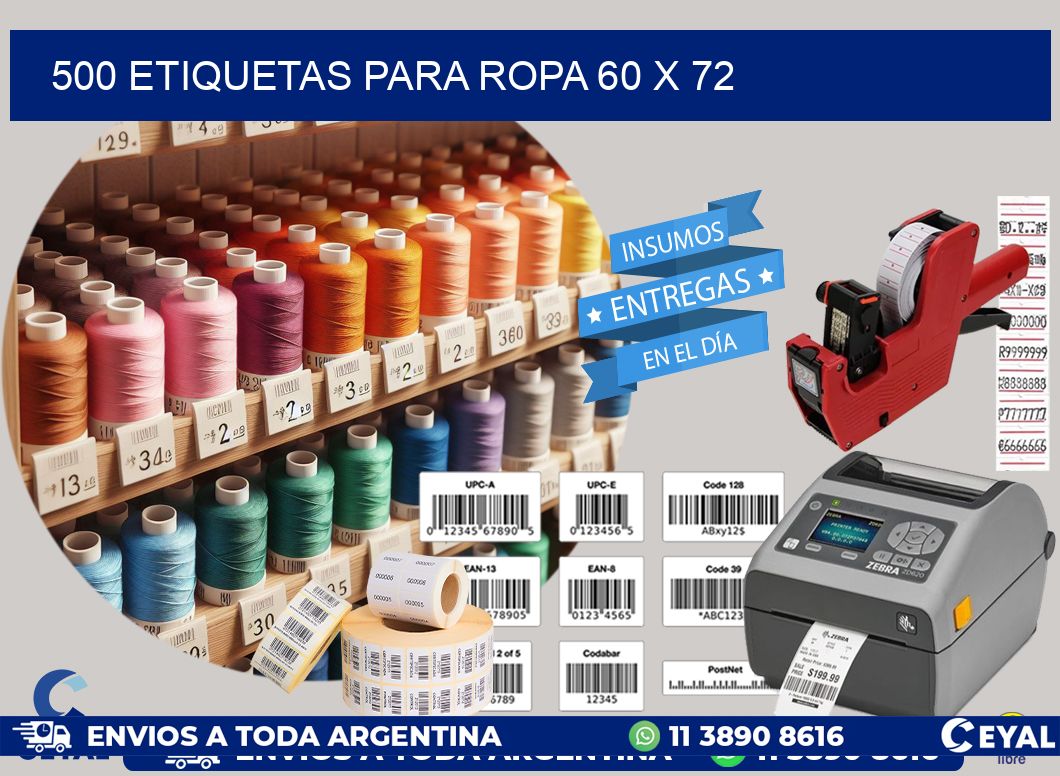 500 ETIQUETAS PARA ROPA 60 x 72