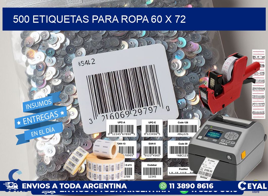 500 ETIQUETAS PARA ROPA 60 x 72