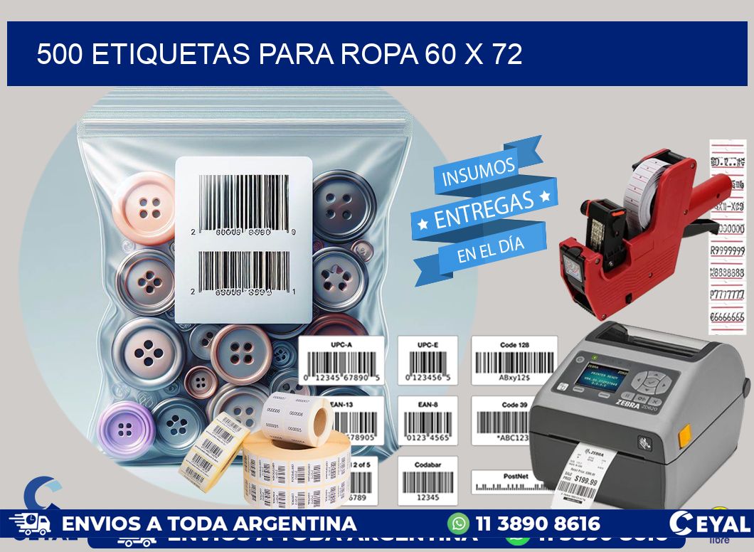 500 ETIQUETAS PARA ROPA 60 x 72