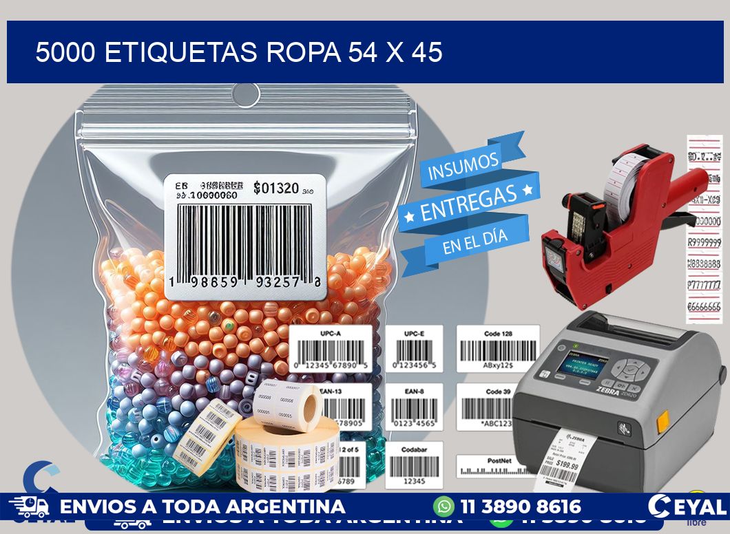 5000 ETIQUETAS ROPA 54 x 45