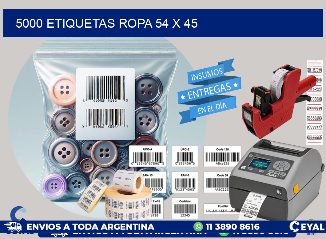 5000 ETIQUETAS ROPA 54 x 45