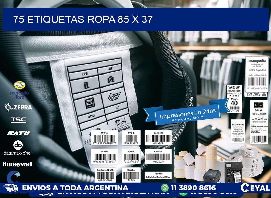 75 ETIQUETAS ROPA 85 x 37