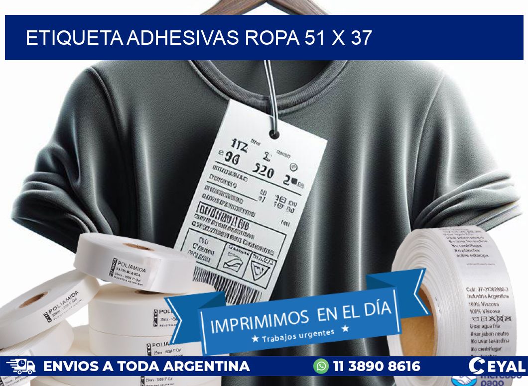 ETIQUETA ADHESIVAS ROPA 51 x 37