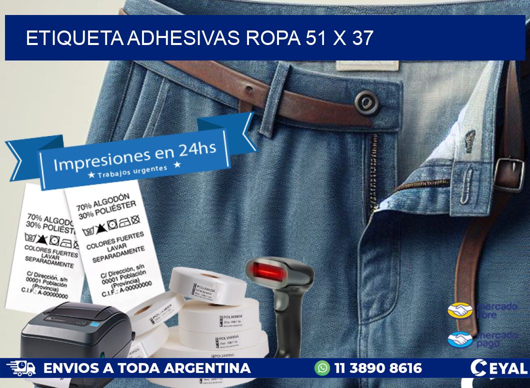 ETIQUETA ADHESIVAS ROPA 51 x 37