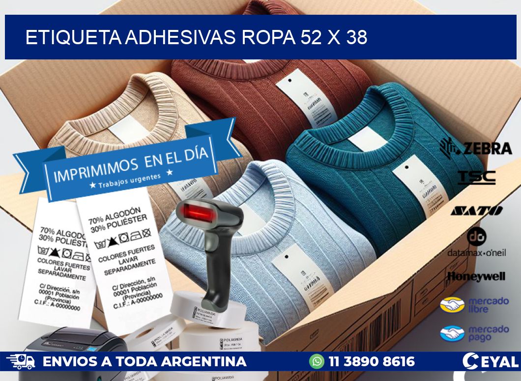 ETIQUETA ADHESIVAS ROPA 52 x 38