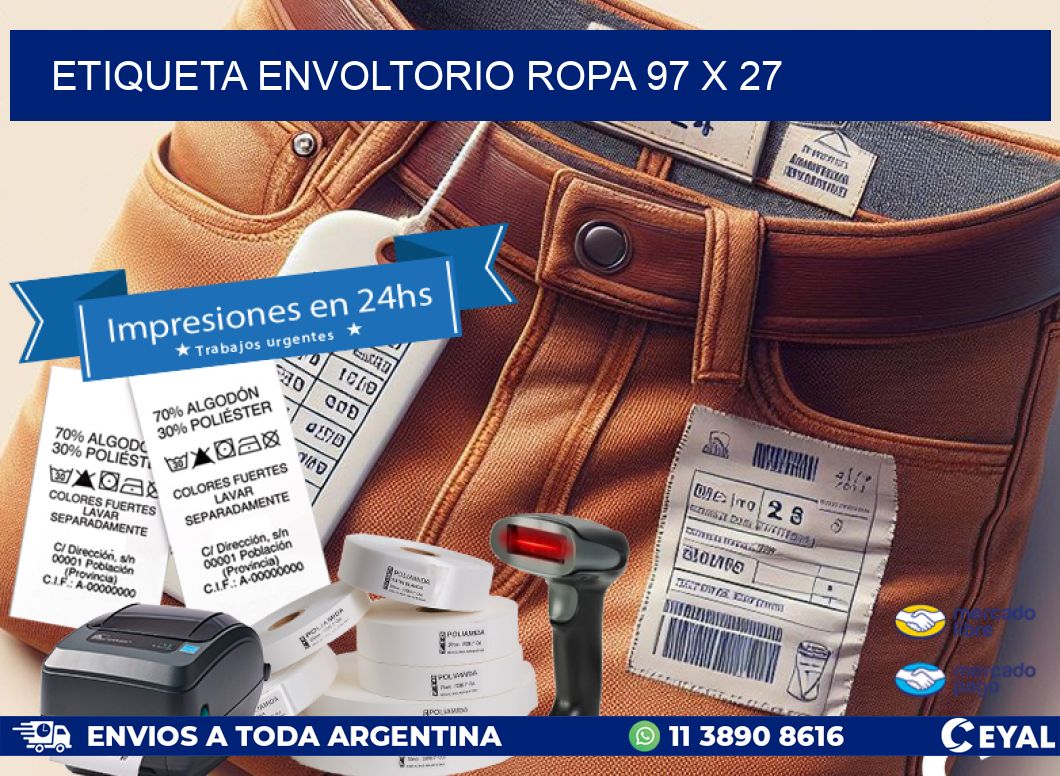 ETIQUETA ENVOLTORIO ROPA 97 x 27