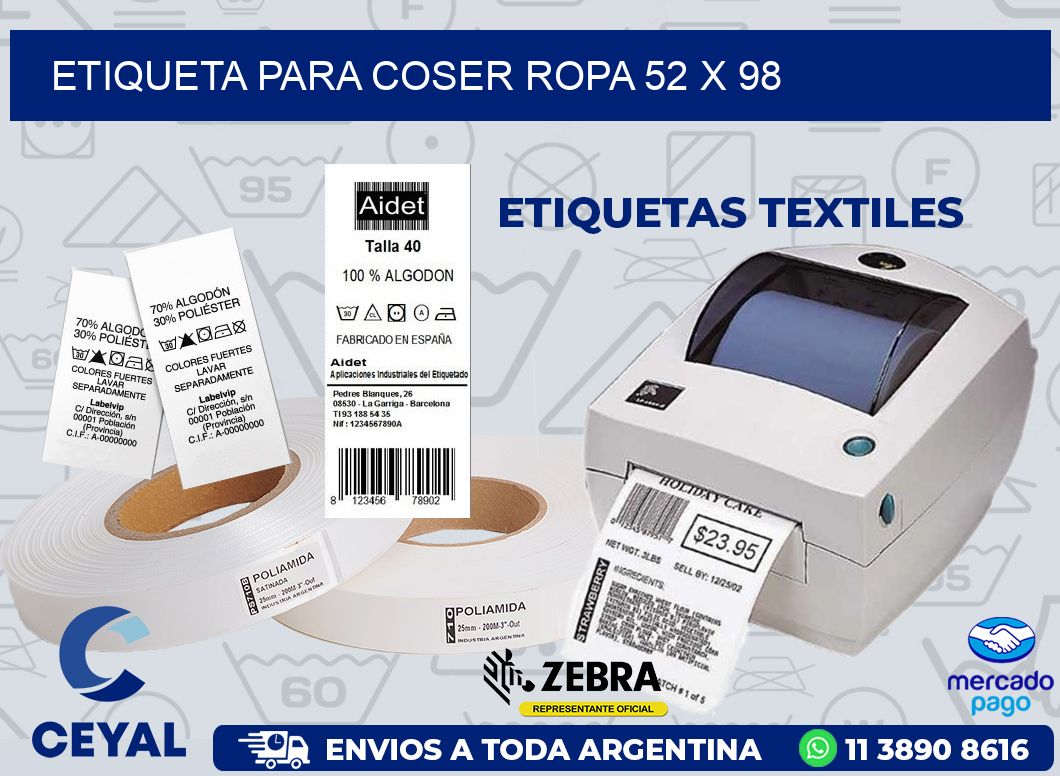 ETIQUETA PARA COSER ROPA 52 x 98