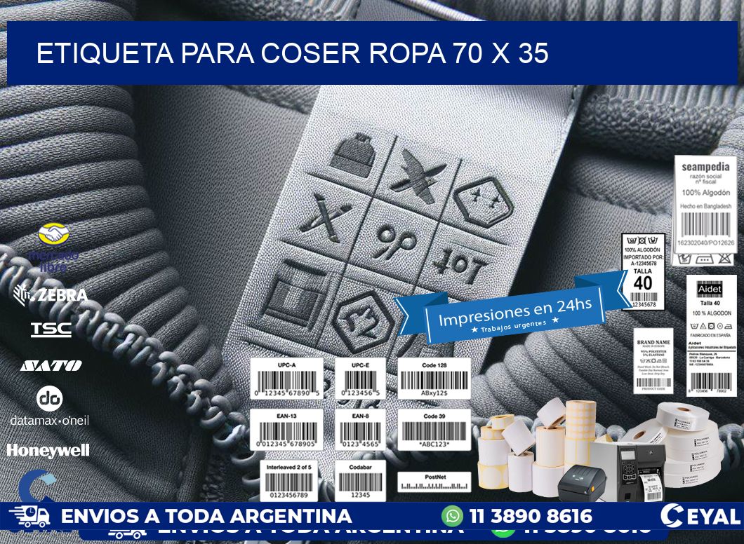 ETIQUETA PARA COSER ROPA 70 x 35