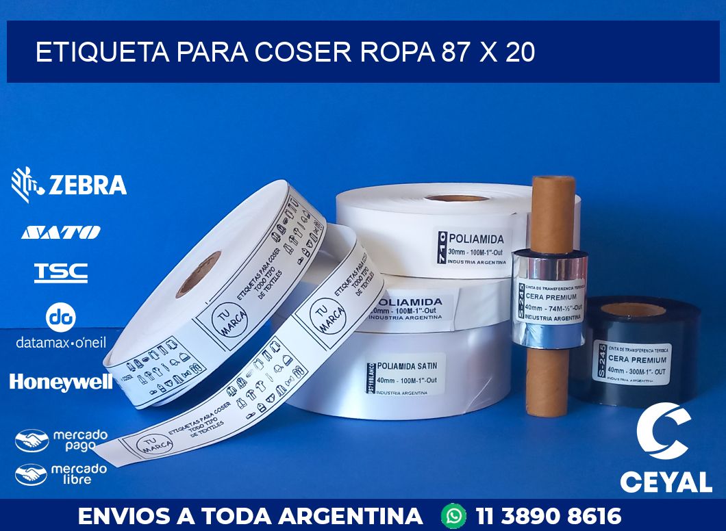 ETIQUETA PARA COSER ROPA 87 x 20