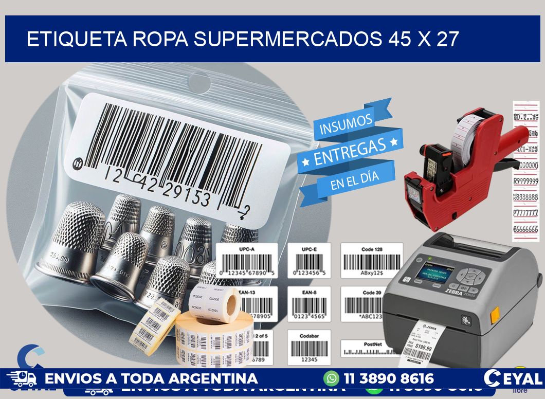 ETIQUETA ROPA SUPERMERCADOS 45 x 27