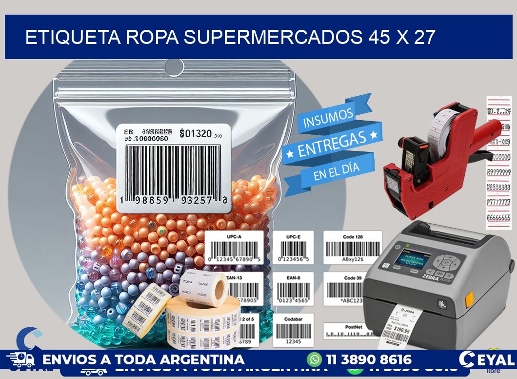 ETIQUETA ROPA SUPERMERCADOS 45 x 27