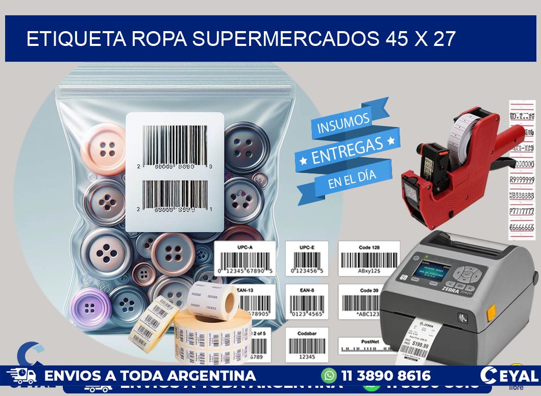 ETIQUETA ROPA SUPERMERCADOS 45 x 27