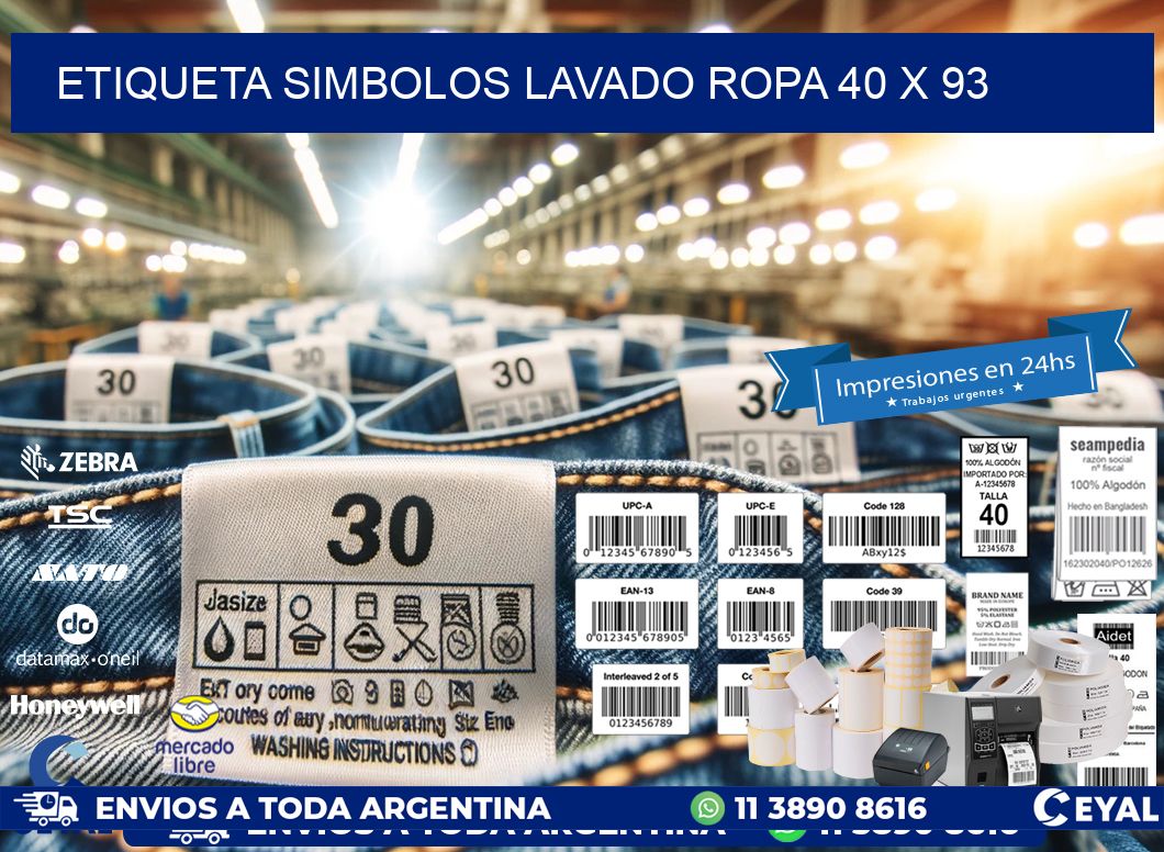 ETIQUETA SIMBOLOS LAVADO ROPA 40 x 93