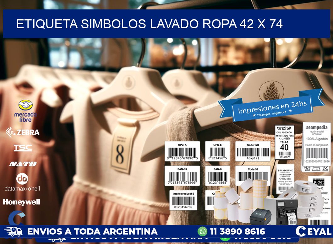 ETIQUETA SIMBOLOS LAVADO ROPA 42 x 74