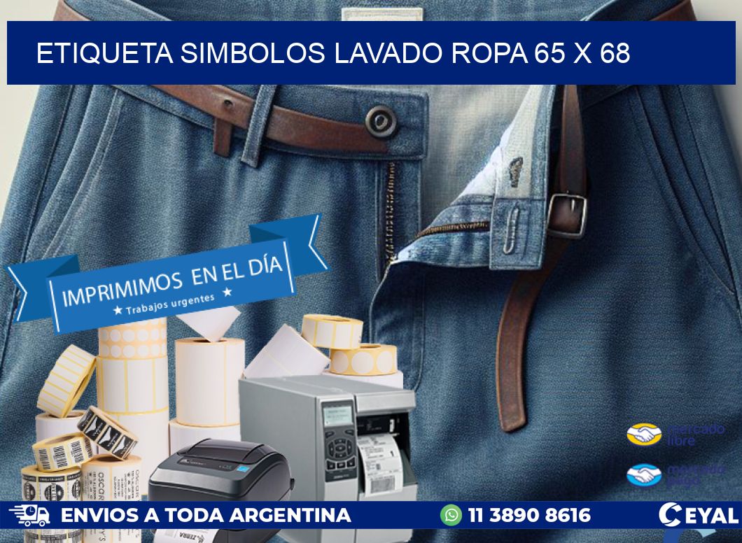 ETIQUETA SIMBOLOS LAVADO ROPA 65 x 68