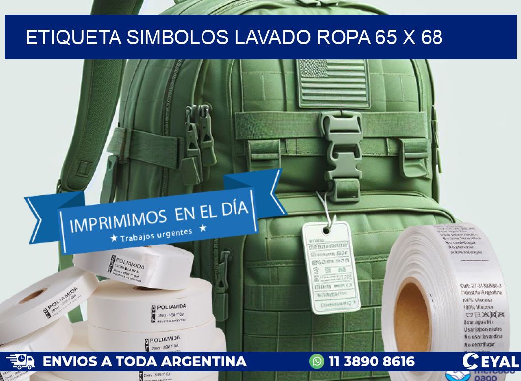 ETIQUETA SIMBOLOS LAVADO ROPA 65 x 68