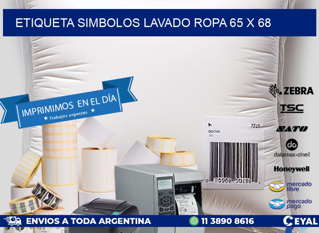 ETIQUETA SIMBOLOS LAVADO ROPA 65 x 68