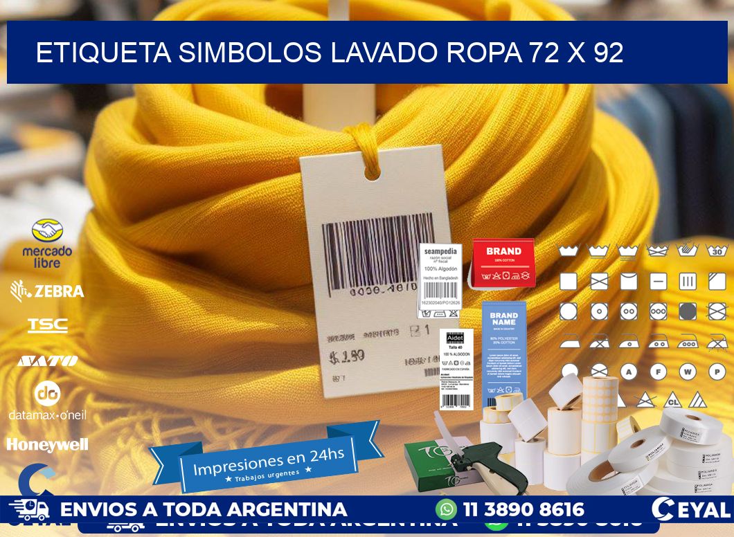 ETIQUETA SIMBOLOS LAVADO ROPA 72 x 92