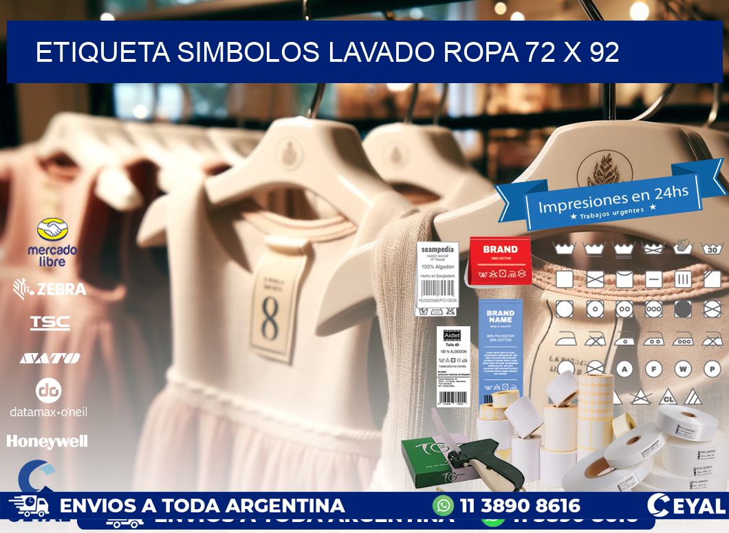 ETIQUETA SIMBOLOS LAVADO ROPA 72 x 92