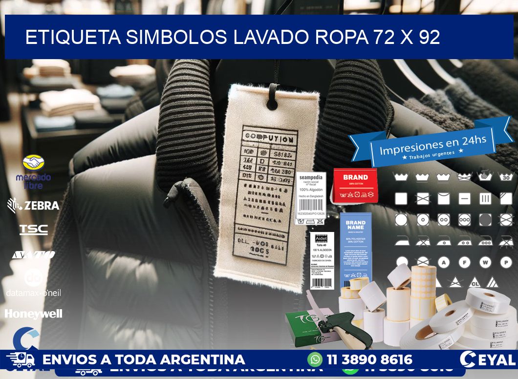 ETIQUETA SIMBOLOS LAVADO ROPA 72 x 92