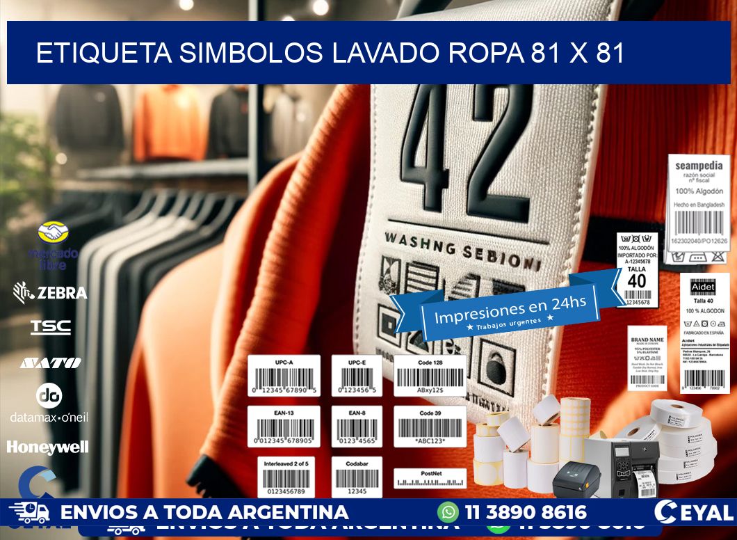 ETIQUETA SIMBOLOS LAVADO ROPA 81 x 81