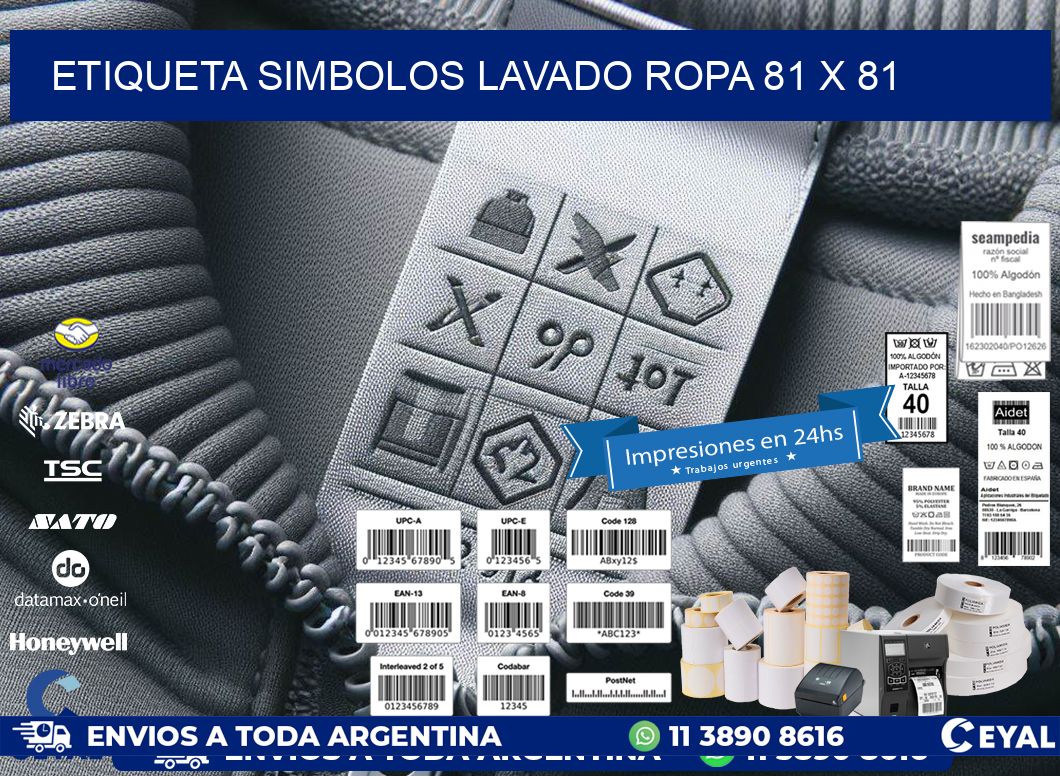 ETIQUETA SIMBOLOS LAVADO ROPA 81 x 81