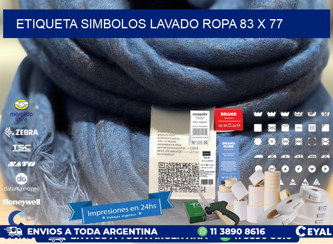 ETIQUETA SIMBOLOS LAVADO ROPA 83 x 77