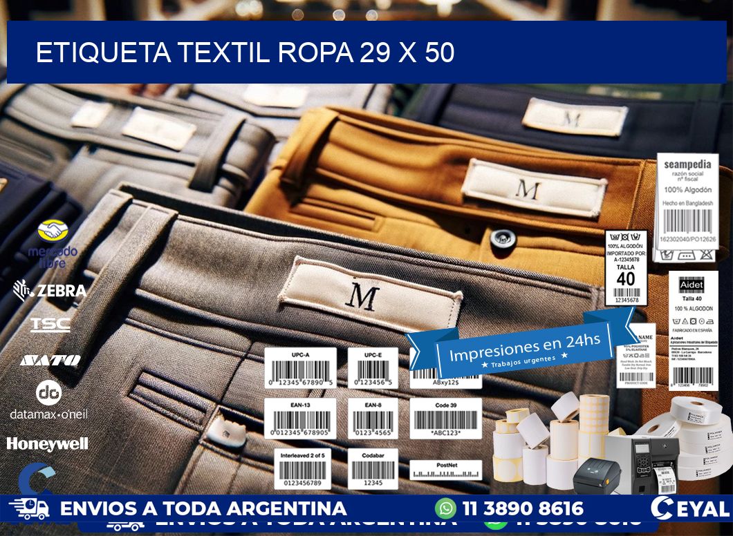 ETIQUETA TEXTIL ROPA 29 x 50