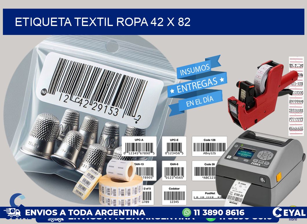 ETIQUETA TEXTIL ROPA 42 x 82