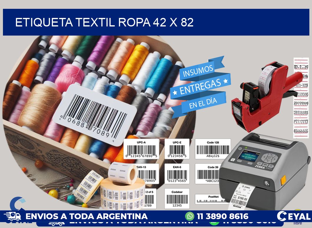 ETIQUETA TEXTIL ROPA 42 x 82