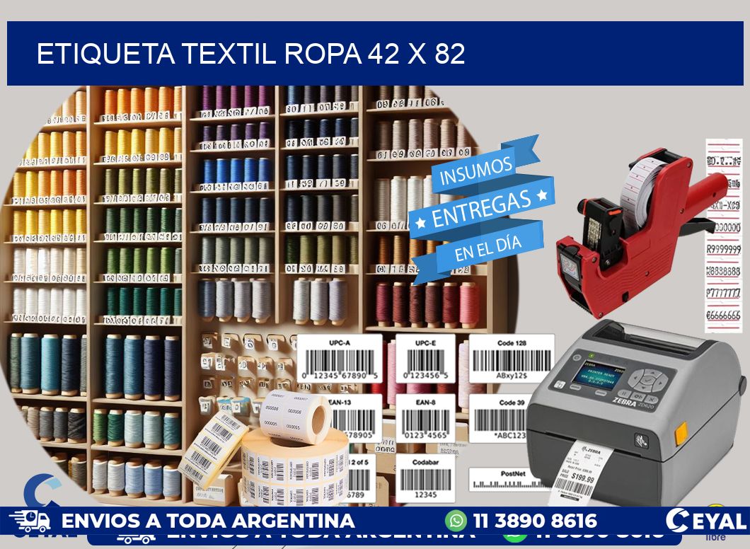 ETIQUETA TEXTIL ROPA 42 x 82