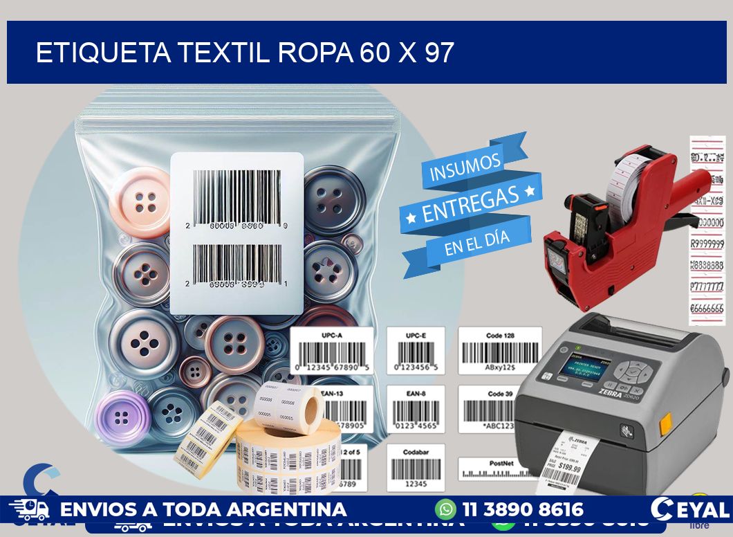 ETIQUETA TEXTIL ROPA 60 x 97