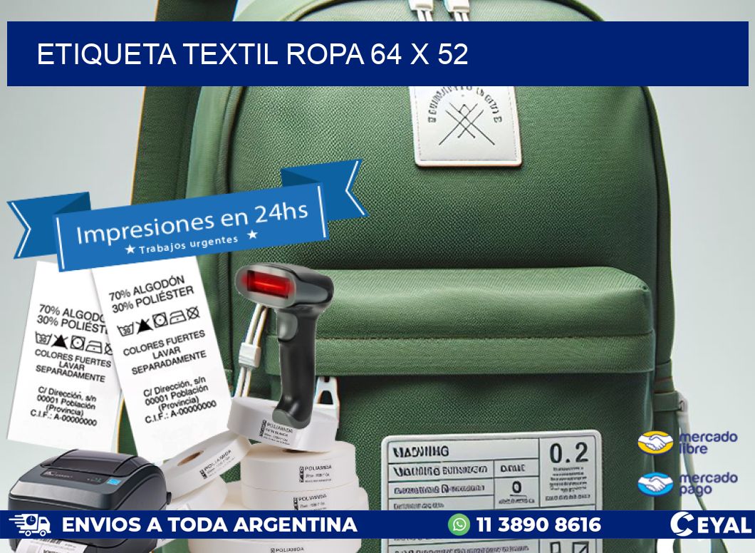 ETIQUETA TEXTIL ROPA 64 x 52