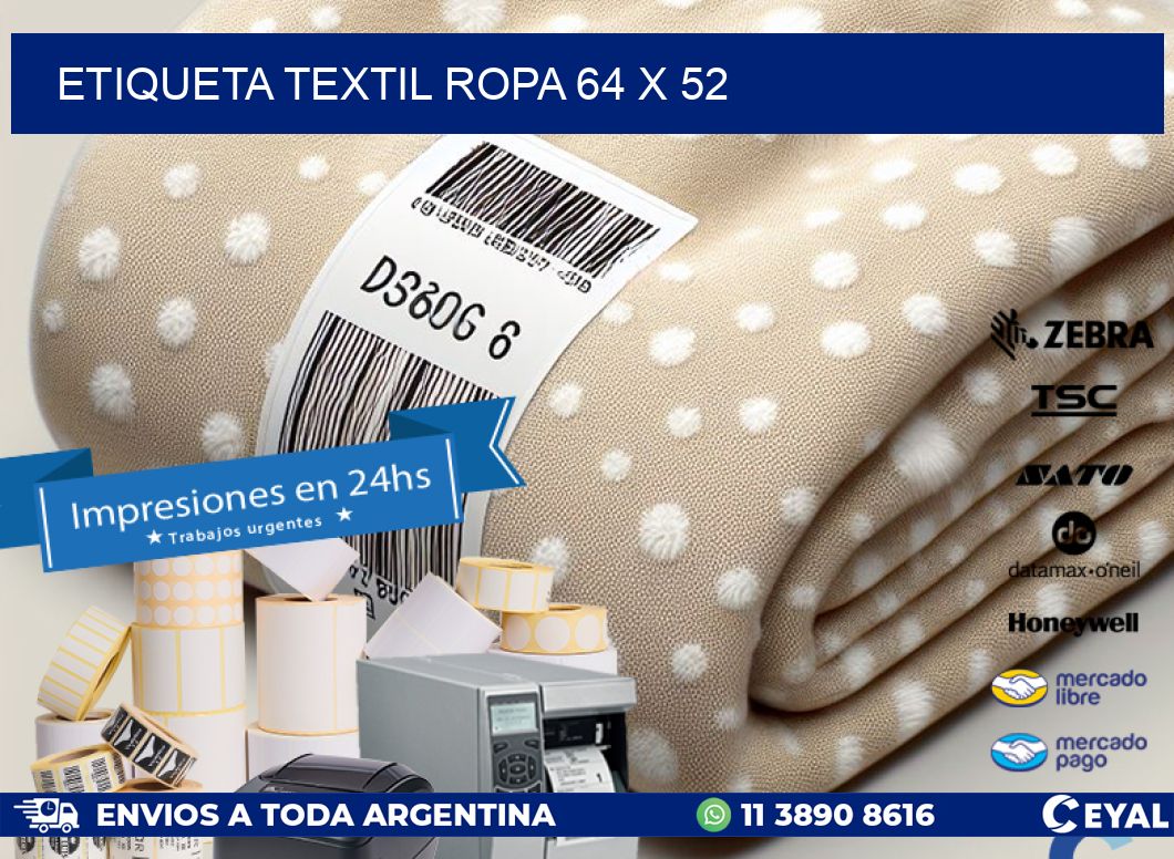 ETIQUETA TEXTIL ROPA 64 x 52